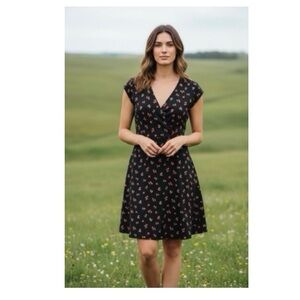 Luukse Faux Wrap‎ Cherry Print Dress